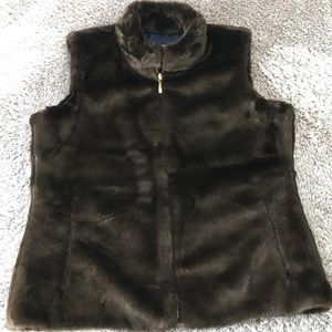 Charter Club Faux Fur Reversible Vest Equestrian
